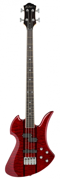 BC Rich Heritage Classic Mockingbird Bass Quilted Maple Top Transparent Red bass guitar