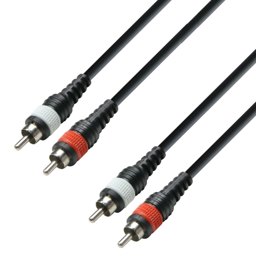 Adam Hall K3 TCC 0300 M Audio Cable Moulded 2 x RCA Male to 2 x RCA Male, 3 m 