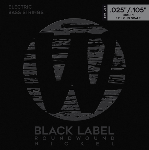 Warwick 41311 Black Label Nickel-Plated Steel - 5-String, High C bass guitar stings 25-105