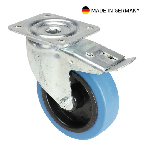 Tente 37036 Swivel Castor 125 mm with blue Wheel and Brake 
