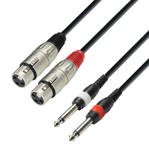 Adam Hall Cables K3 TFP 0300 Cable 2 x XLR Female to 2 x 6,3 mm mono Jack Male, 3 m 