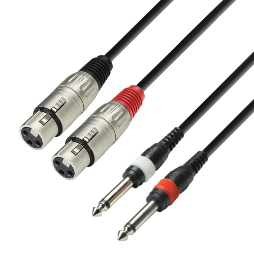  Adam Hall Cables K3 TFP 0100 Cable 2 x XLR Female to 2 x 6,3 mm mono Jack Male, 1 m 