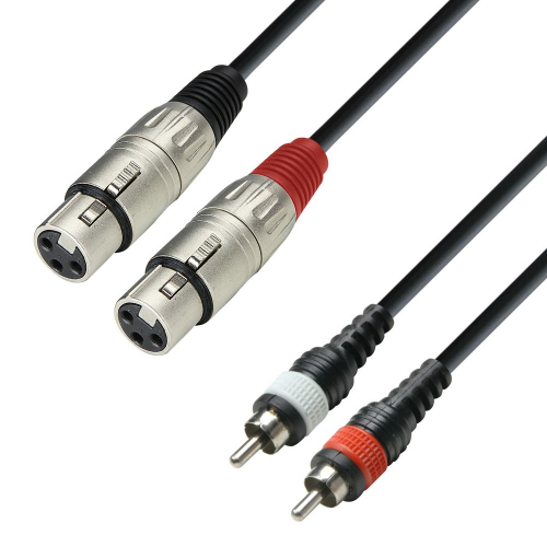  Adam Hall Cables K3 TFC 0300 Audio Cable Moulded 2 x RCA Male to 2 x XLR Female, 3 m 