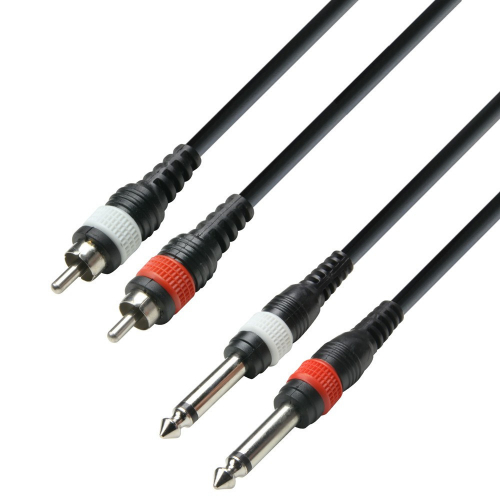 Adam Hall Cables K3 TPC 0600 M Twin Cable 2 x Jack TS to 2 x RCA | 6 m