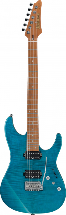 Ibanez MM1-TAB e-guitar 6-str. martin miller signature transp. aqua blue, incl. case