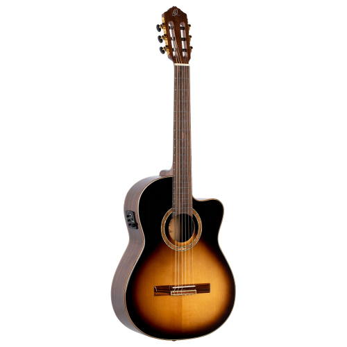 Ortega RCE158SN-TSB nylon 6-str. guitar ortega tobacco sunburst top,slim neck with pu system, incl. gigbag