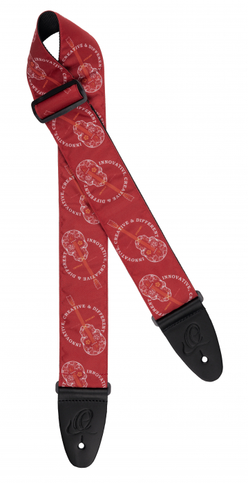 Ortega OSN-65SKBU guitar strap 65mm nylon ortega burgundy, skull