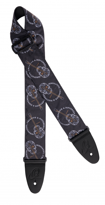 Ortega OSN-65SKBK guitar strap 65mm nylon ortega black, skull