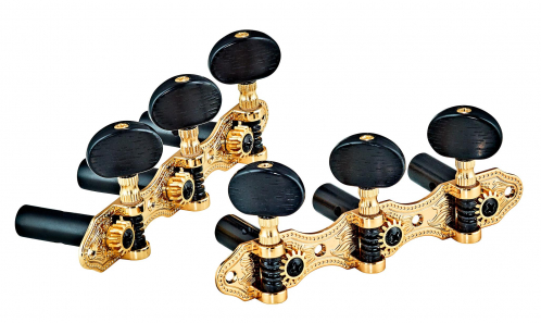 Ortega OTMDLX-GOBK classic tuning machines ortega set, gold hw / black tubes deluxe