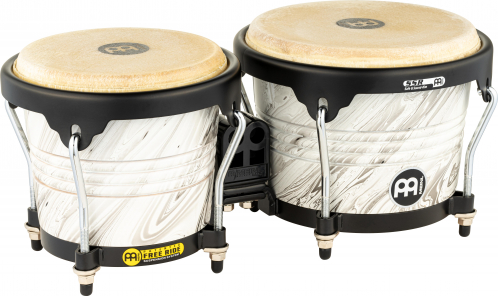 Meinl Percussion FWB190WHM bongoset 6 3/4″+ 8″ wood meinl white marble finish, free ride black hw, ssr-rim