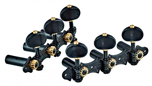 Ortega OTMDLX-BKBK classic tuning machines ortega set, black hw / black tubes deluxe
