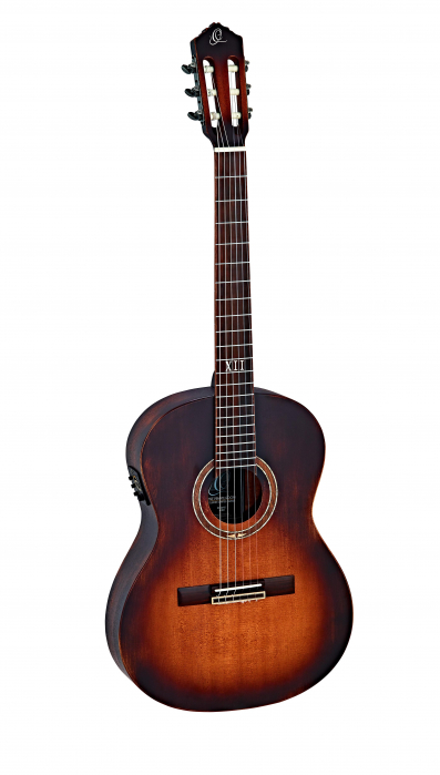 Ortega DSSUITE-E nylon string guitar ortega spruce/mahogany distressed,bag burst,maguspro, thinline