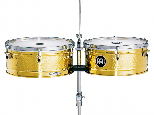 Meinl Percussion LC1BRASS timbales 14″+15″ meinl brass, luis conte incl stand + realp.steelbell
