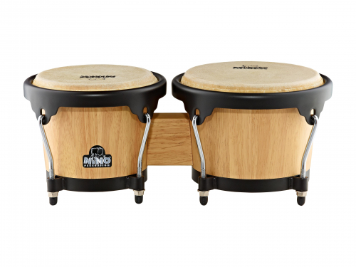 NINO Percussion NINO3NT-BK wood bongo 6 1/2″+7 1/2″ nino natural, black hardware