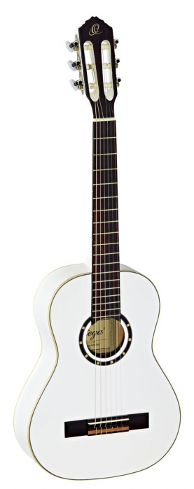 Ortega R121-1/2WH nylon 6-str. guitar ortega white, mahogany body spruce top, incl. gigbag