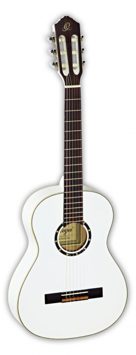 Ortega R121-3/4WH nylon 6-str. guitar ortega white, mahogany body spruce top, incl. gigbag
