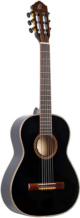 Ortega R221BK-3/4 nylon 6-str. guitar ortega black, mahogany body spruce top, incl. gigbag