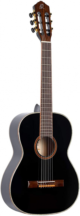 Ortega R221BK-7/8 nylon 6-str. guitar ortega black,mahagony body spruce top, incl. gigbag