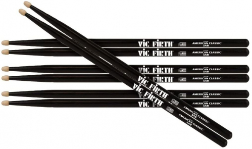 Vic Firth 5B Black 4Pack, drumsticks, set of 4
