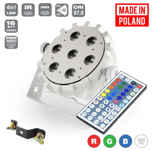 Flash Pro Led Par Slim 7x10w Rgbw 4in1 25° White Housing Ir+ Wireless Dmx Mk2 Flash Pro Led Par Slim 7x10w Rgbw 4in1 25° White Housing Ir+ Wireless Dmx Mk2