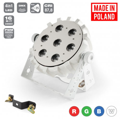 Flash Pro Led Par Slim 7x10w Rgbw 4in1 25� White Housing Wireless Dmx Mk2