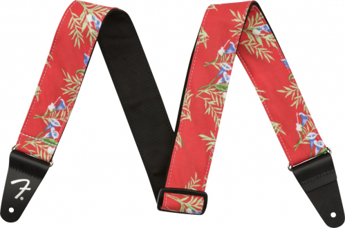 Fender 2″ Hawaiian Strap, Red Floral guitar strap