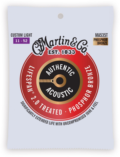 Martin MA535T Authentic Acoustic Lifespan Custom Light 92/8 acoustic guitar strings 11-52