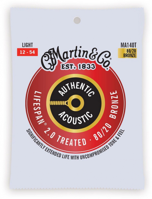 Martin MA140T Authentic Treated Light 80/20 acoustic guitar strings 12-54