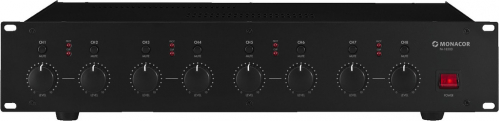 Monacor PA-1850D 8-channel class D PA amplifier, 8 x 50 W