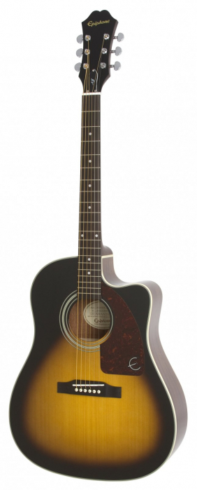 Epiphone J15 EC Deluxe Vintage Sunburst electric acoustic guitar with case