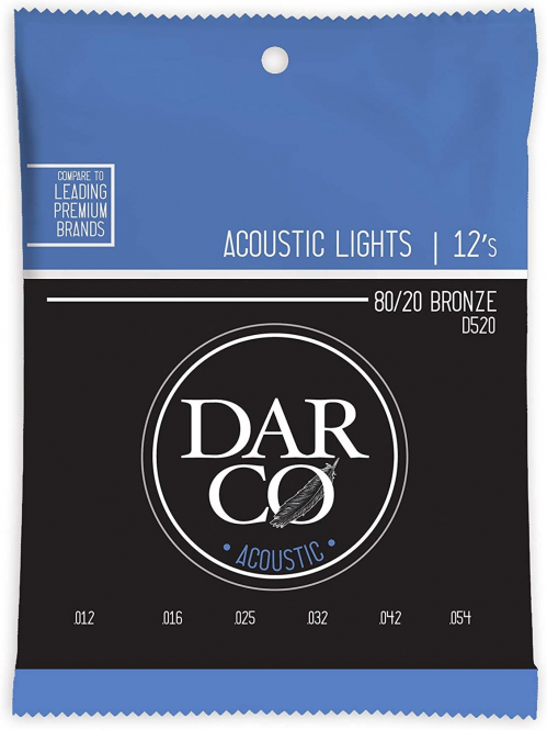 Martin D520 Darco Acoustic Light 80/20 Phosphor Bronze strings, 12-54