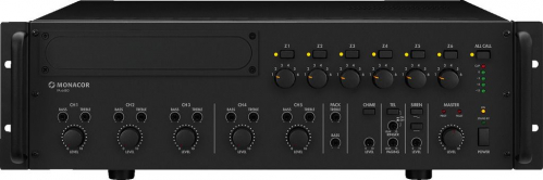 Monacor PA-6480:  6-zone mono PA mixing amplifier