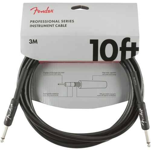 Fender Professional Series Instrument Cable, 3m guitar cable  Black