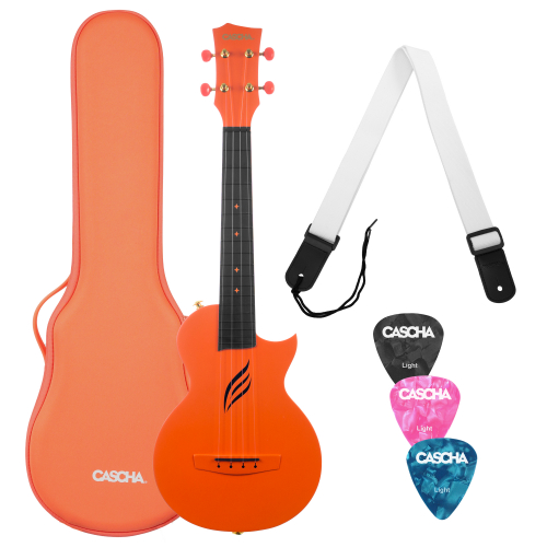 Cascha Carbon Fibre Orange Set concert ukulele