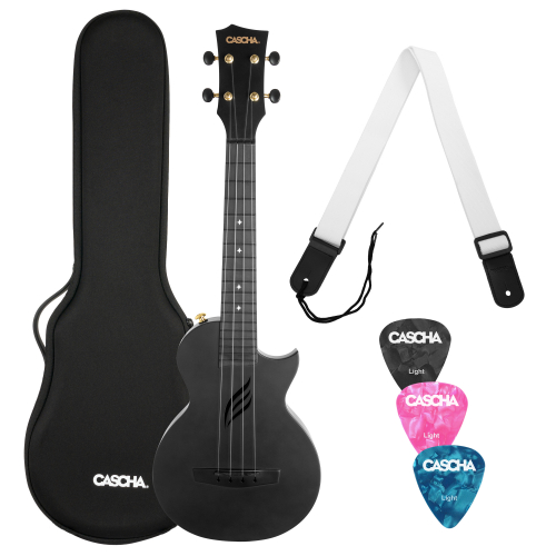 Cascha Carbon Fibre Black Set concert ukulele