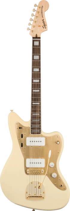 Fender Squier 40th Anniversary Jazzmaster Gold Edition LRL Olympic White electric guitar