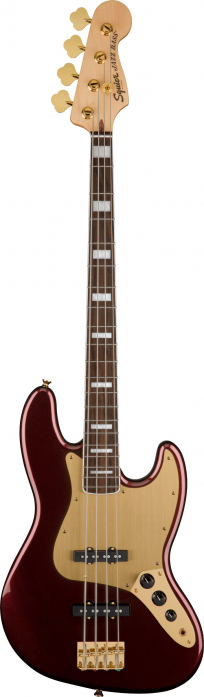 Fender Squier 40th Anniversary Jazz Bass Gold Edition Ruby Red Metallic bass guitar