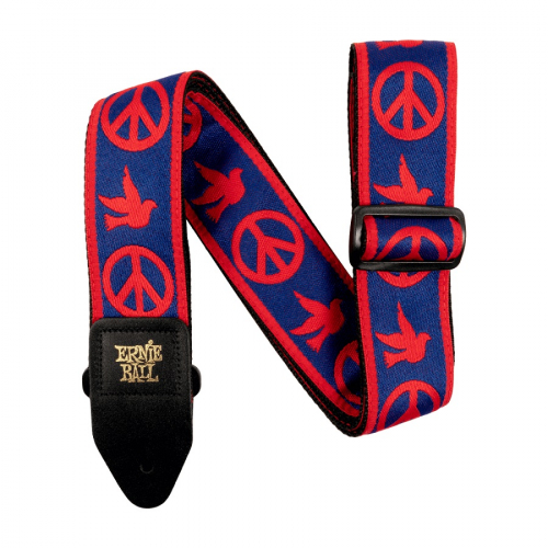 Ernie Ball 4698 Red and Blue Peace Love Dove Jacquard guitar strap  