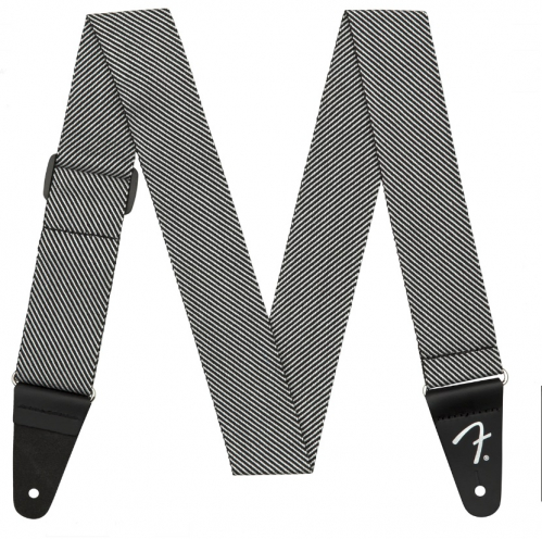 Fender Modern Tweed Strap, White/Black 2″ guitar strap