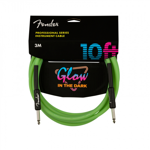 Fender Professional Series Glow in the Dark Cable Green 10′ guitar cable