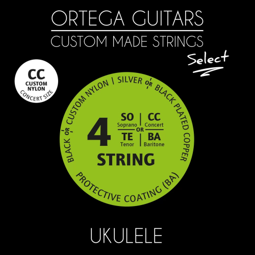 Ortega UKS-CC Custom Nylon Select concert ukulele strings 24-26