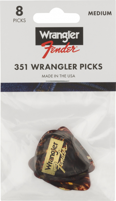 Fender X Wrangler 351 Medium Tortoiseshell guitar pick set, 8 pcs. pack