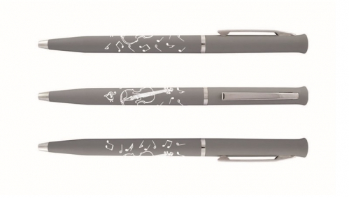 Zebra Music pen with violin theme, gray