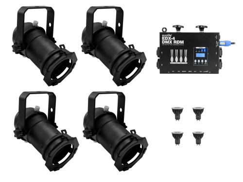 Eurolite 20000694 4x PAR-16 Spot bk dim2warm + EDX-4 DMX RDM LED Dimmer pack