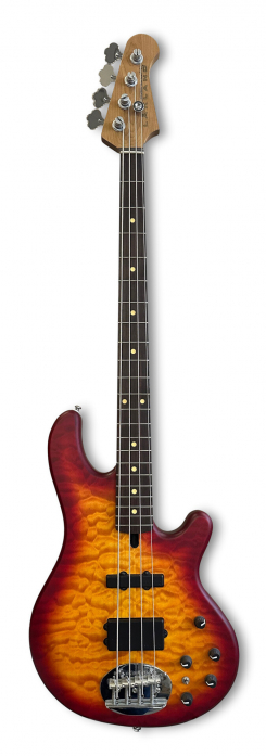 Lakland Skyline 44-02 Deluxe Bass, 4-String - Quilted Maple Top, Cherry Burst Satin bass guitar
