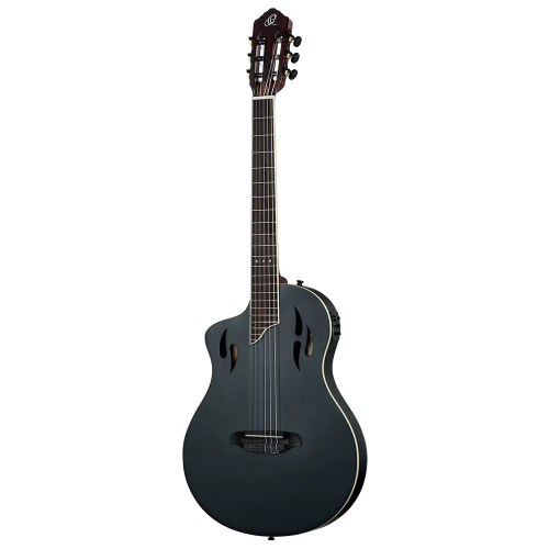 Ortega RTPDLX-SBK-L Black TourPlayer DeLuxe electric-nylon string guitar, lefthand