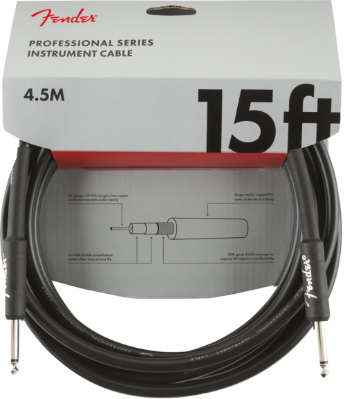 Fender Professional Series Instrument Cable 15′ Black, 4,5m