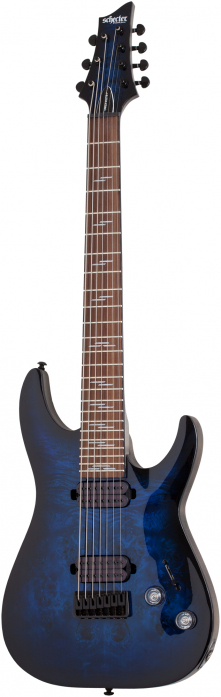Schecter Omen Elite 7 See Thru Blue Burst   electric guitar