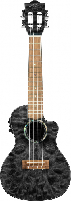 Lanikai Quilted Maple Black CE ukulele koncertowe elektro-akustyczne Lanikai Quilted Maple Black CE ukulele koncertowe elektro-akustyczne