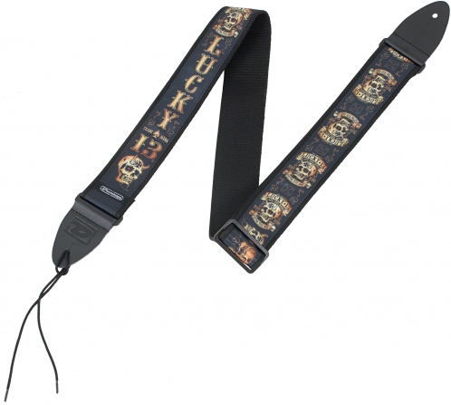Dunlop D38 27LB guitar strap Lucky 13 Bikes Booze Broads